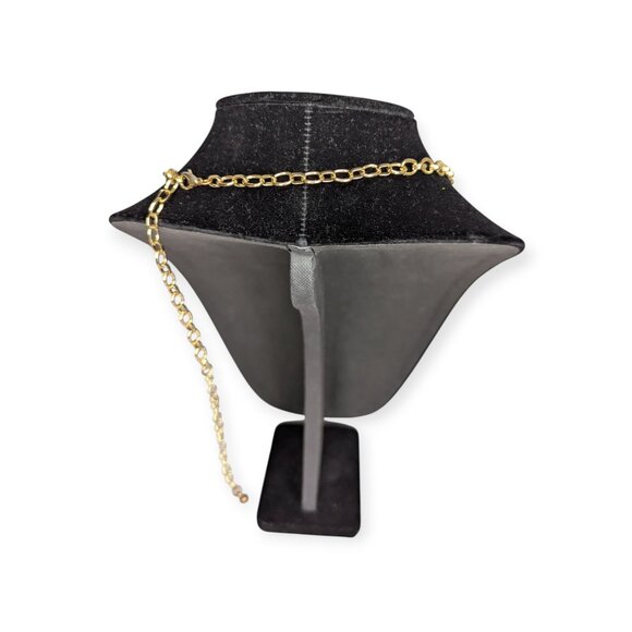 Y Drop Gold Tone Necklace with Black & White Swirl Accent Stones w/Lobster Claw - Picture 7 of 11